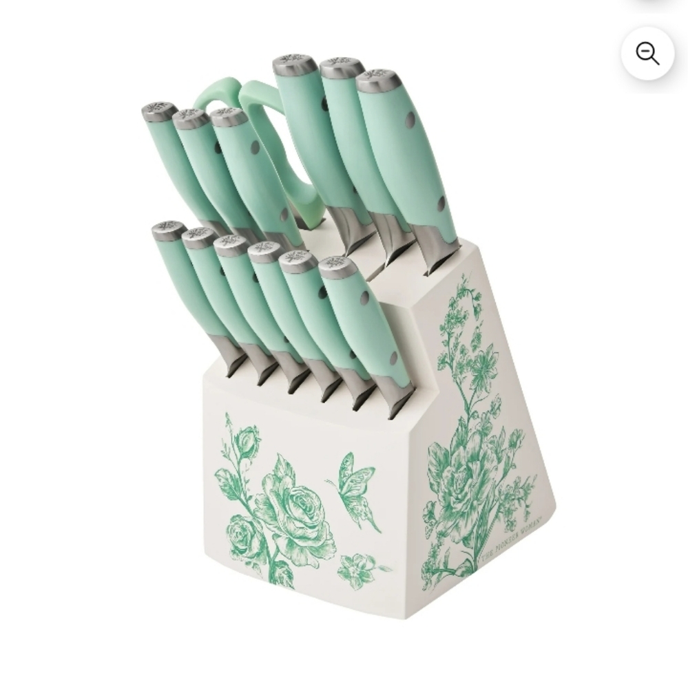 🌻 The Pioneer Woman 14 Pc. Stainless Steel Knife Set with Decal Block